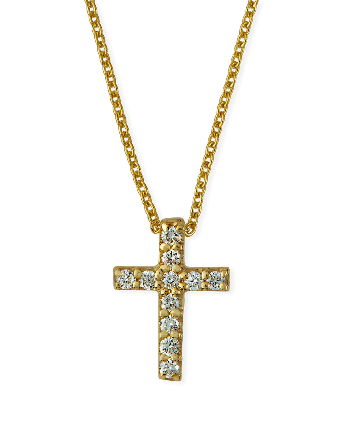 Small Diamond Cross Necklace
 Roberto Coin 18k Small Diamond Cross Pendant Necklace