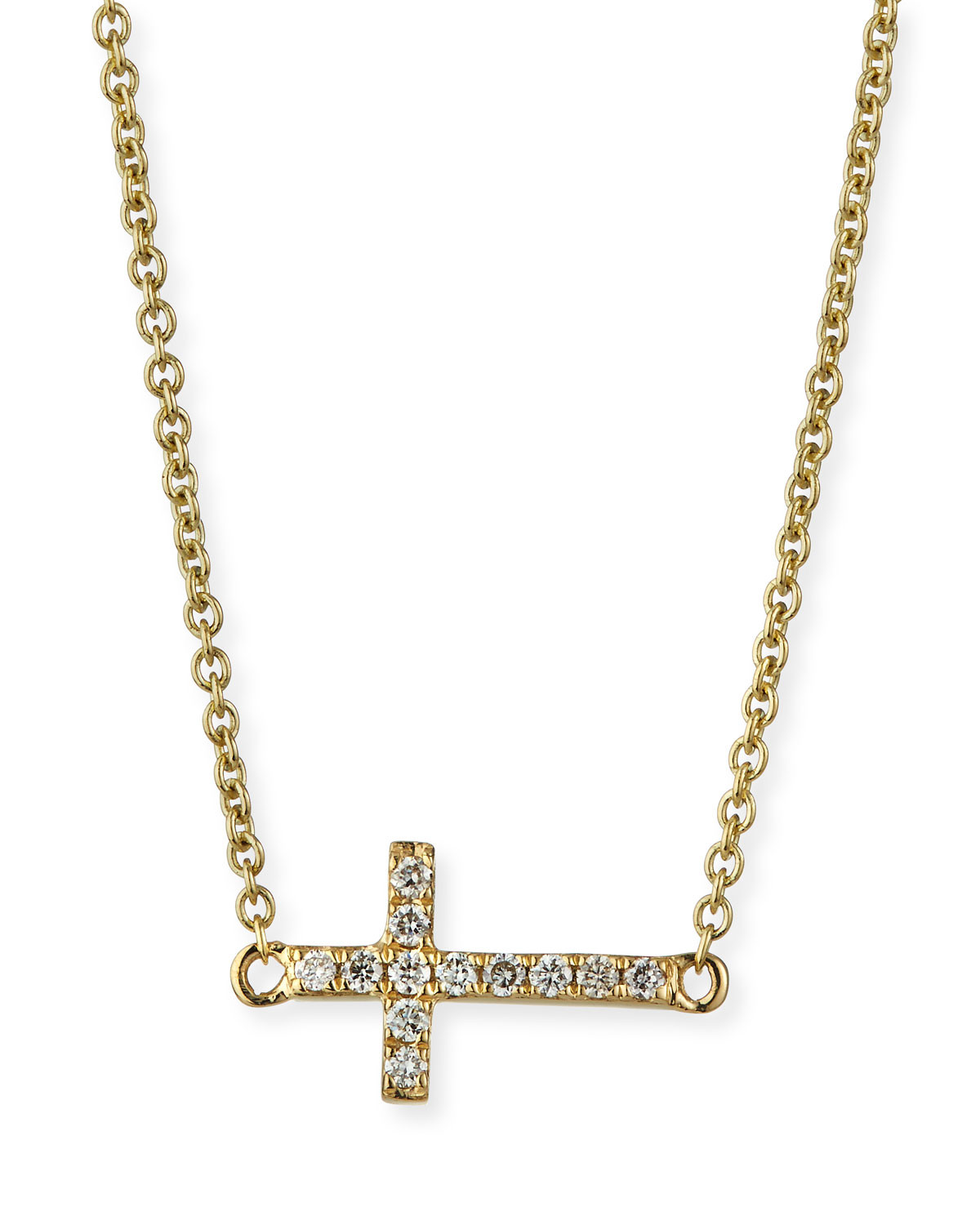Small Diamond Cross Necklace
 Sydney Evan Small Gold Pave Diamond Cross Necklace