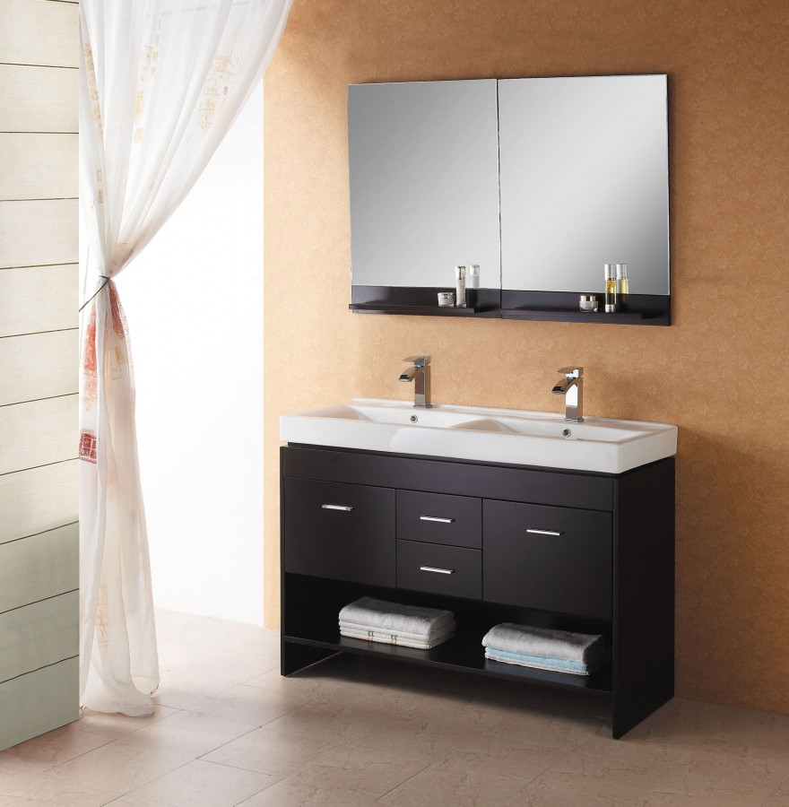 Small Double Bathroom Vanities
 47 2 Inch Modern Double Sink Wall Mount Bathroom Vanity in
