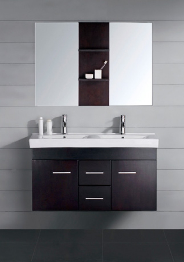 Small Double Bathroom Vanities
 47 Inch Small Modern Double Sink Bathroom Vanity with Mirror