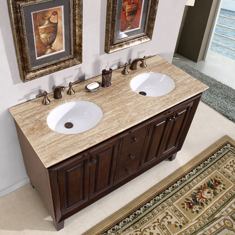 Small Double Bathroom Vanities
 55 Inch Small Furniture Style Double Sink Vanity with