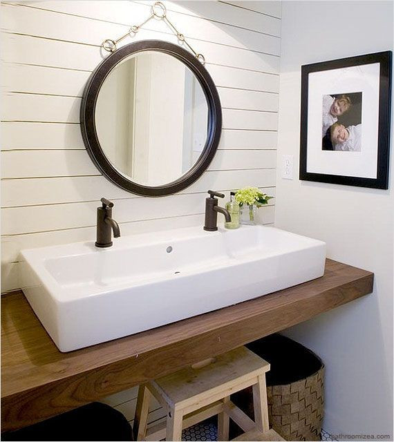 Small Double Bathroom Vanities
 No room for a double sink vanity Try a trough style sink