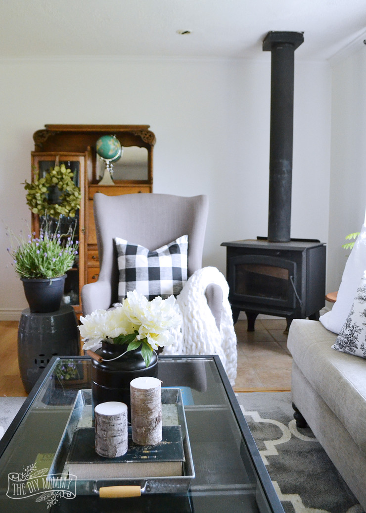 Small Farmhouse Living Room
 Our Guest Cottage Living Room Neutral Mix and Match Style