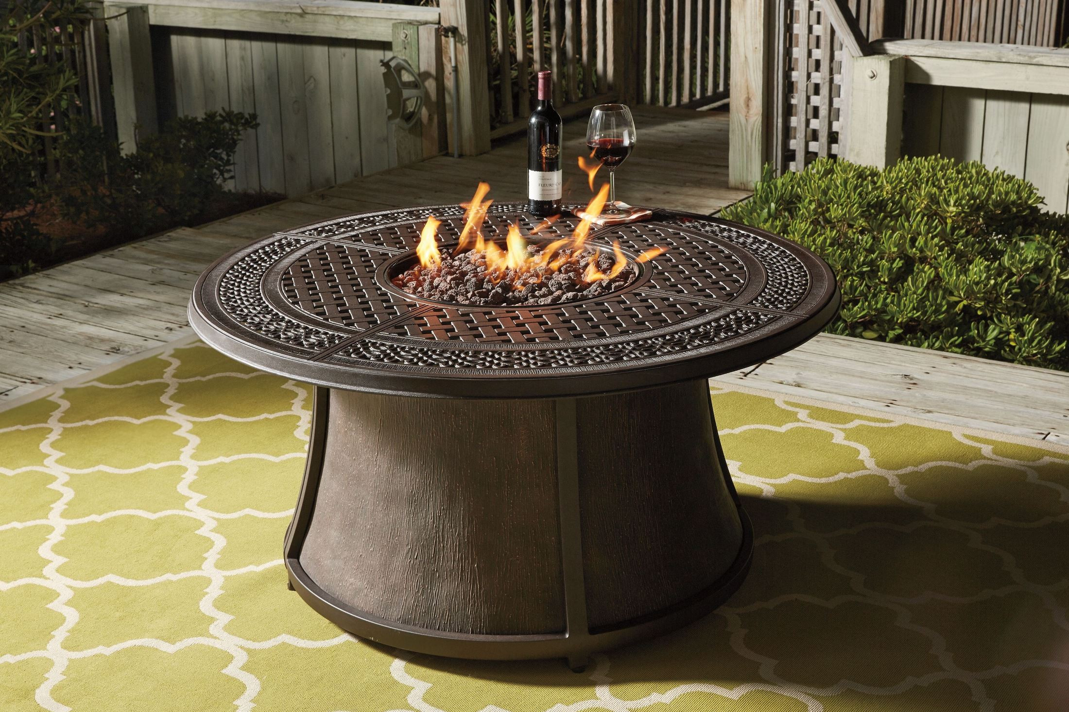 Small Fire Pit Table
 Burnella Round Outdoor Fire Pit Table from Ashley