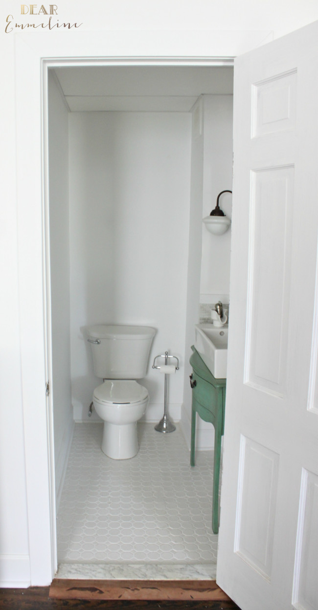 Small Half Bathroom
 Narrow Half Bathroom Reveal 1910 Home Renovation