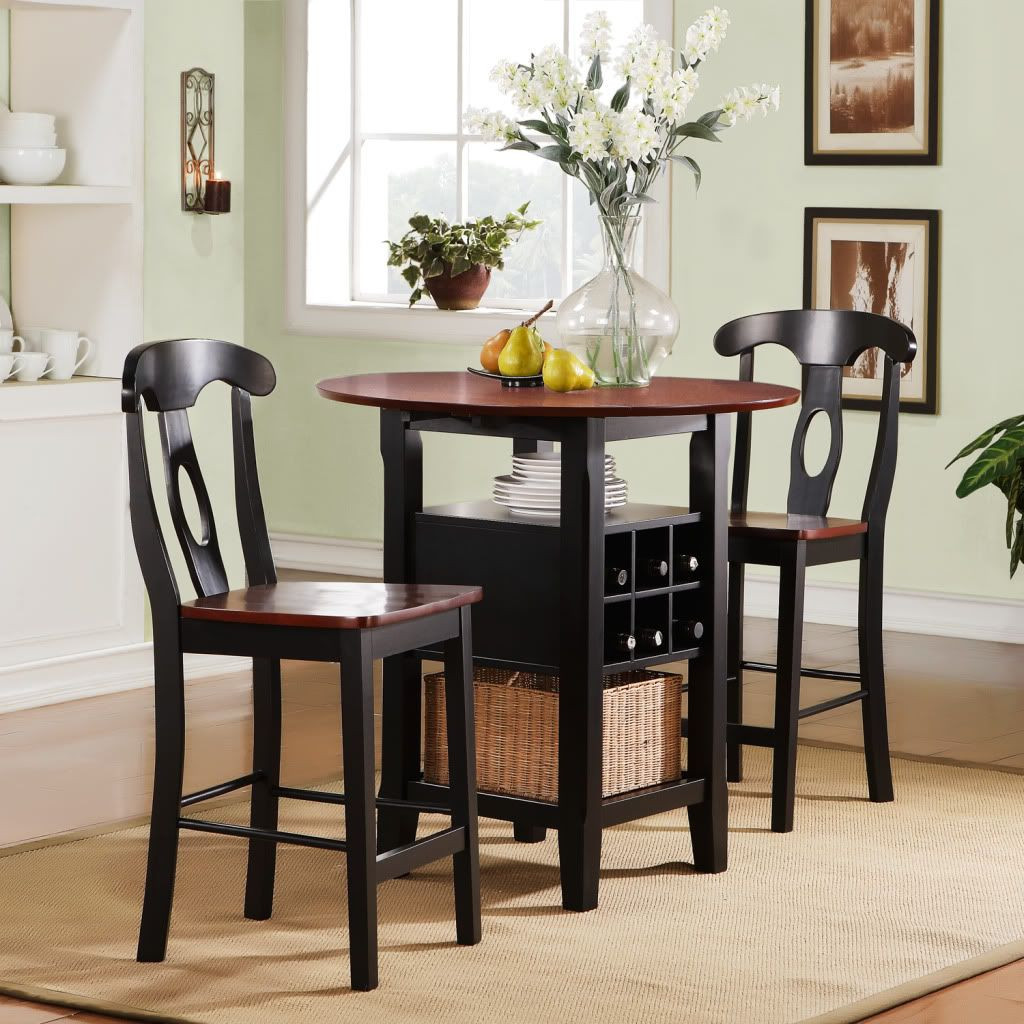 Small Kitchen Dining Sets
 Oxford Creek 3pcs Black and Cherry Bistro Set Home