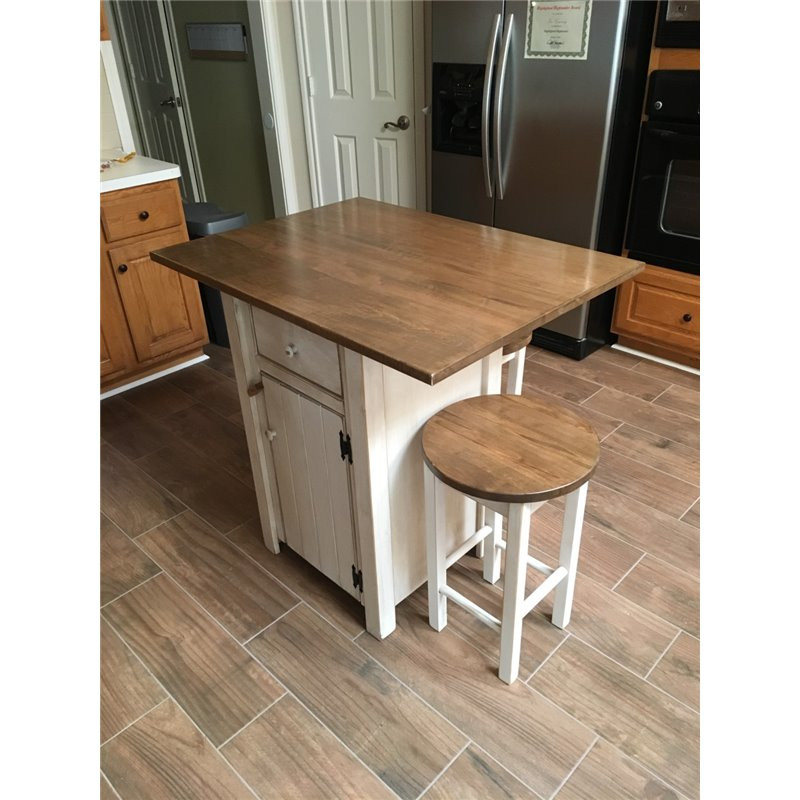 Small Kitchen Stools
 Small Primitive Kitchen Island in Counter Height with 2 Stools