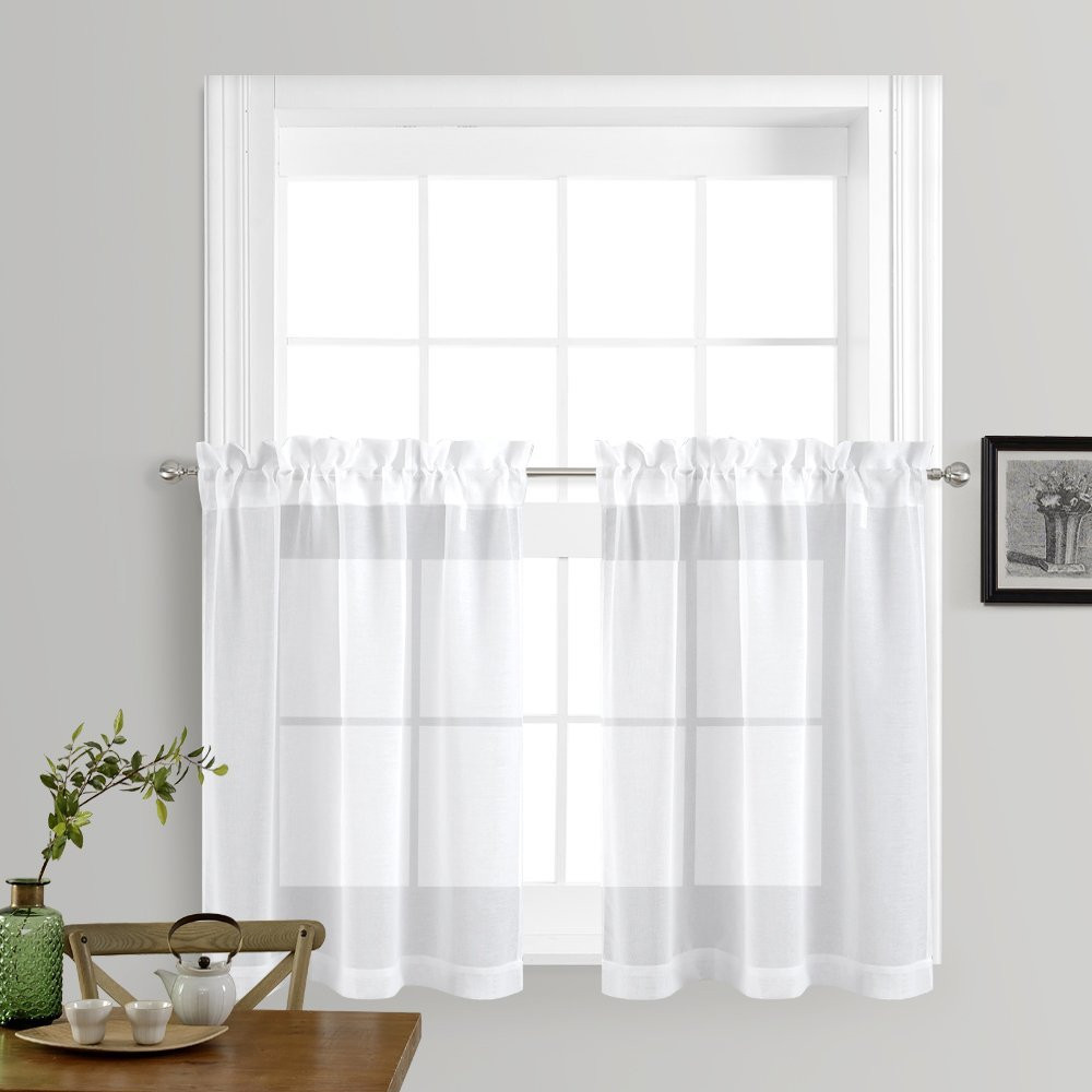 Small Kitchen Window Curtains
 Sheer Curtains for Kitchen Window Home Fashion Faux Linen