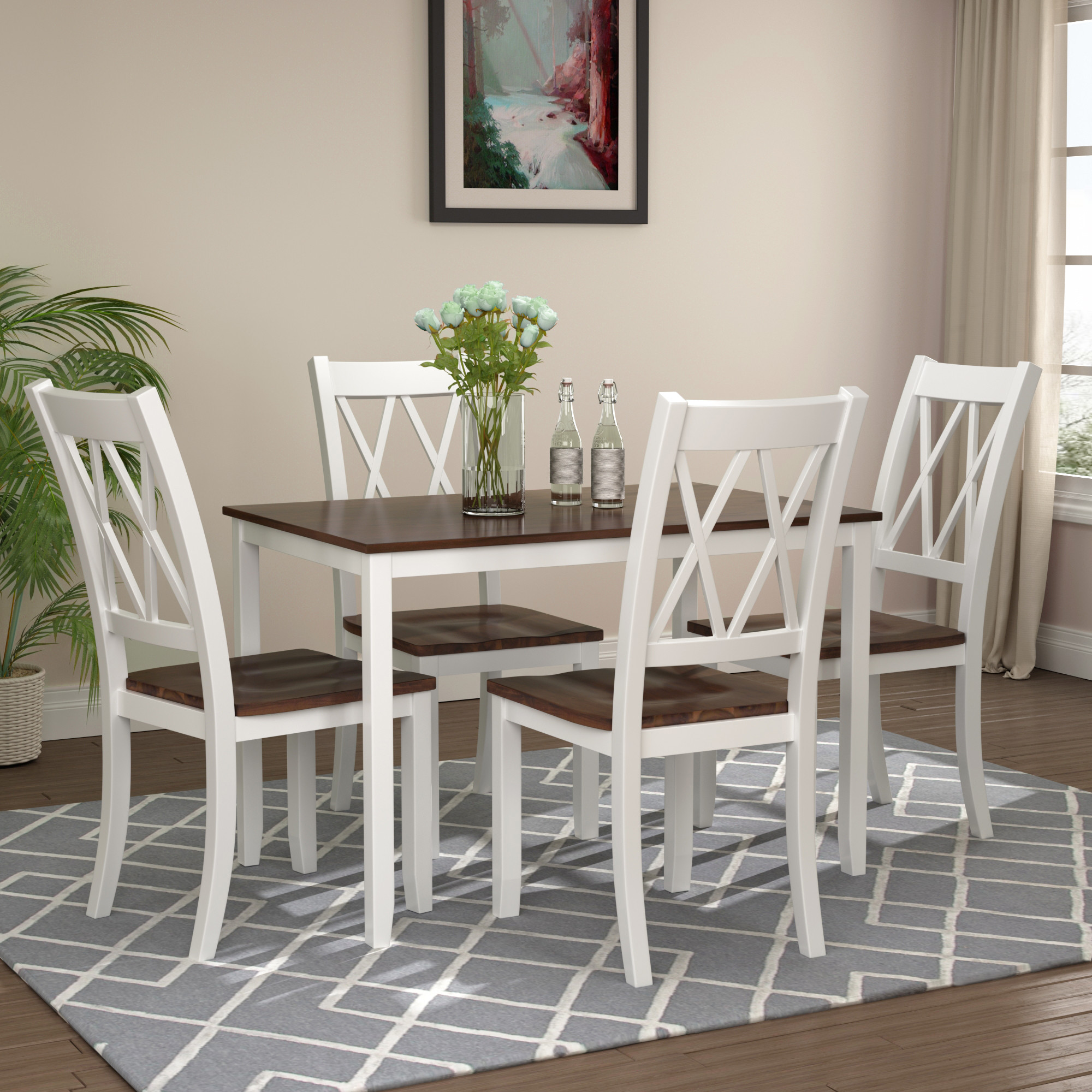 Small Rectangular Kitchen Table Sets
 Clearance Dining Table Set with 4 Chairs 5 Piece Wooden