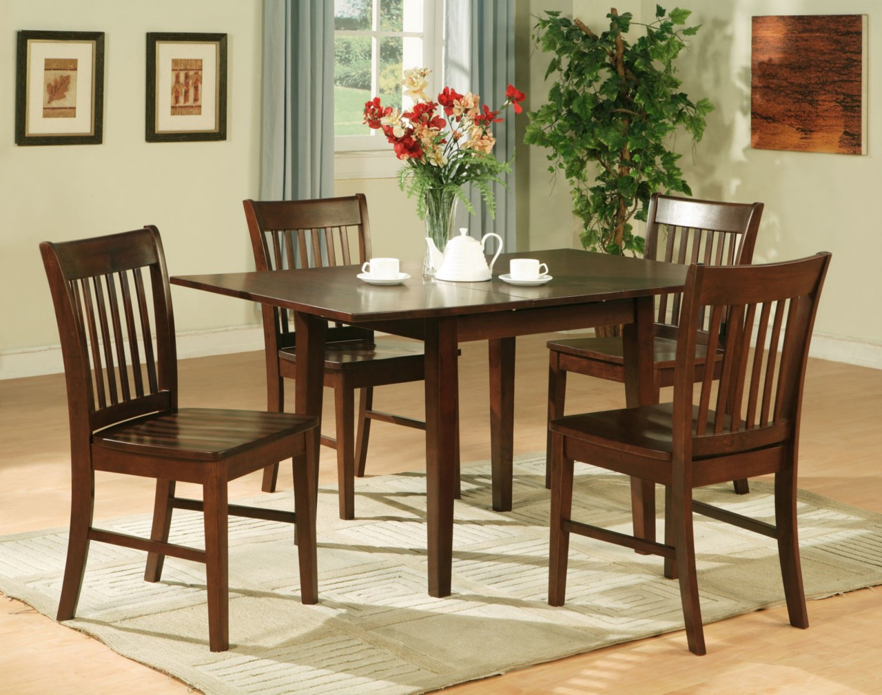 Small Rectangular Kitchen Table Sets
 5PC RECTANGULAR KITCHEN DINETTE TABLE 4 CHAIRS MAHOGANY
