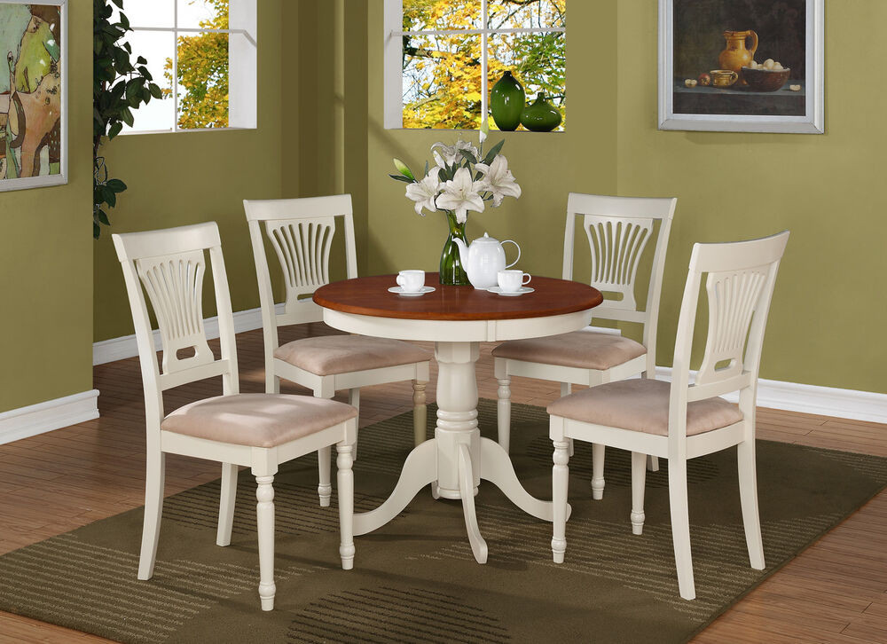 Small Round Kitchen Table Sets
 5PC ANTIQUE ROUND DINETTE KITCHEN TABLE DINING SET WITH 4