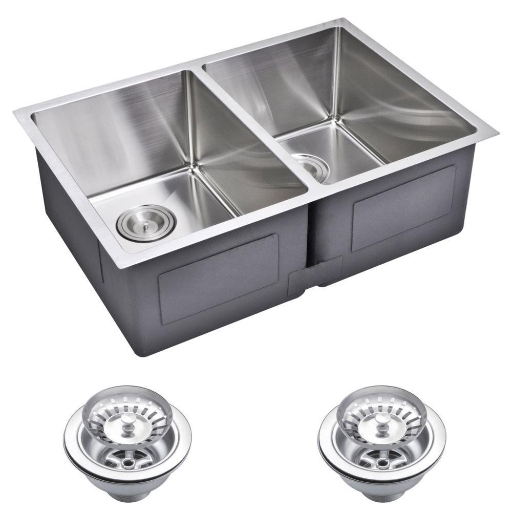 Small Undermount Kitchen Sink
 Water Creation Undermount Small 27 in 0 Hole Double Bowl