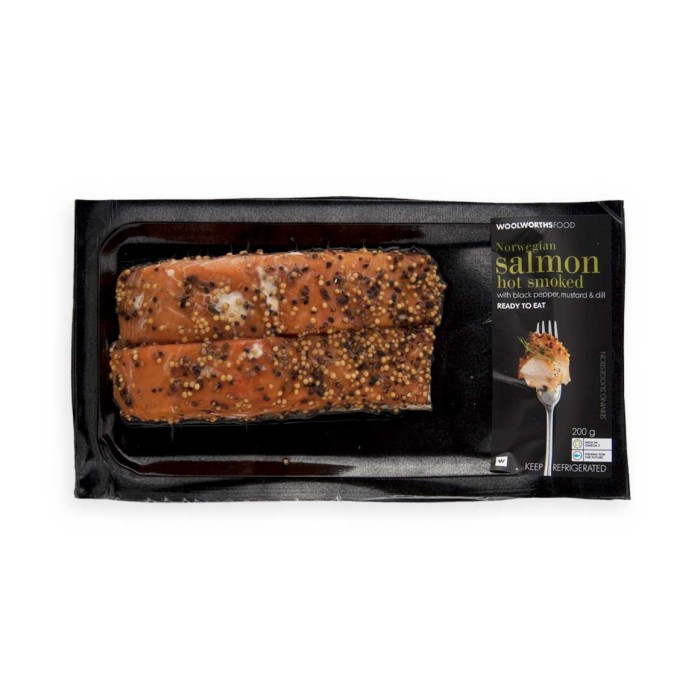Smoked Salmon Brands
 Norwegian Salmon Hot Smoked with Pepper & Dill 200g