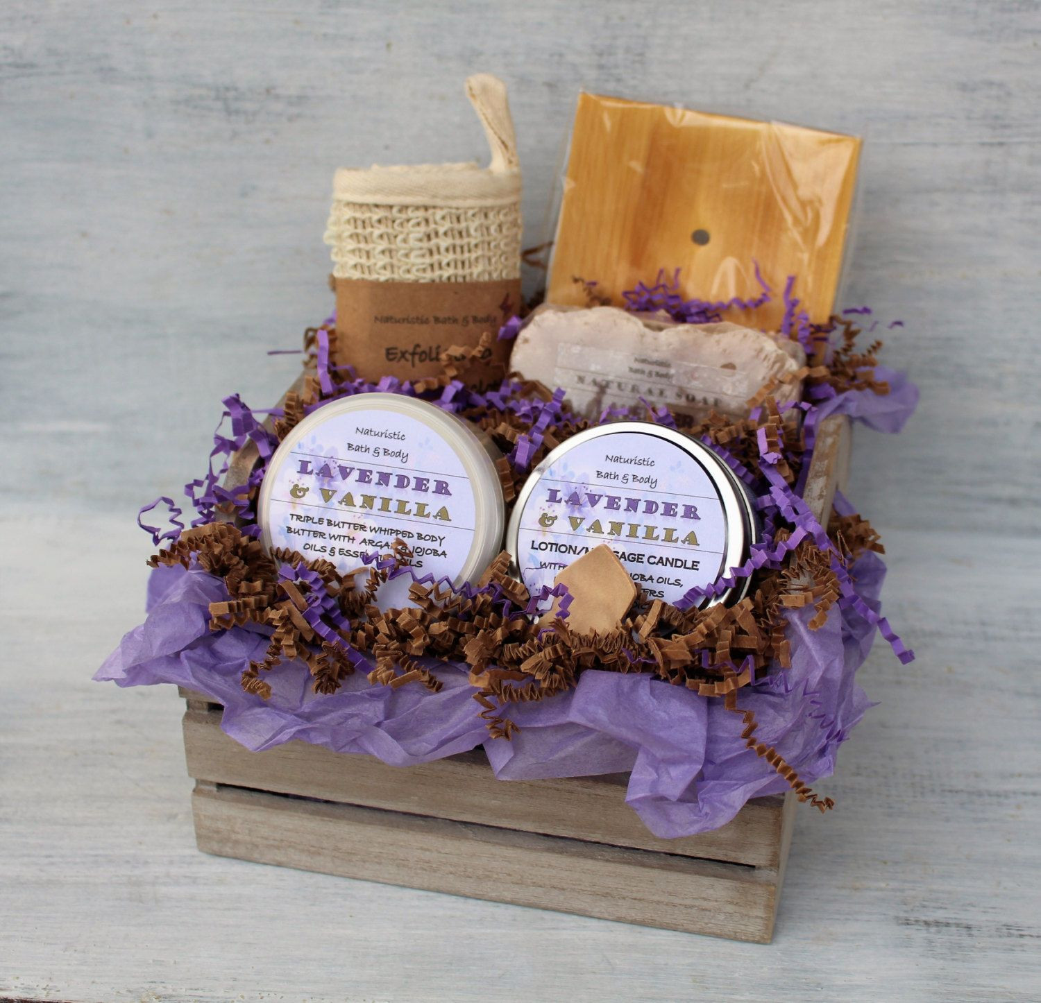 Soap Gift Basket Ideas
 Lavender Vanilla Bath & Body Gift Basket Spa Gift Set