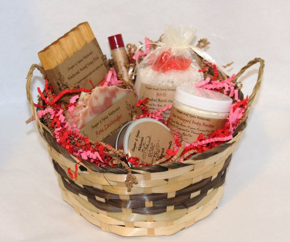 Soap Gift Basket Ideas
 Rose Soap Gift Basket with Wood Wick Candle Body Butter