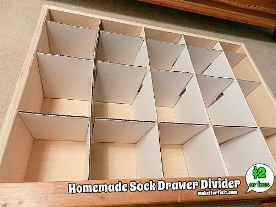 Sock Drawer Organizer DIY
 Homemade Sock Drawer Divider