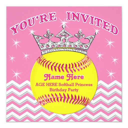 Softball Birthday Invitations
 Softball Princess Softball Birthday Invitations