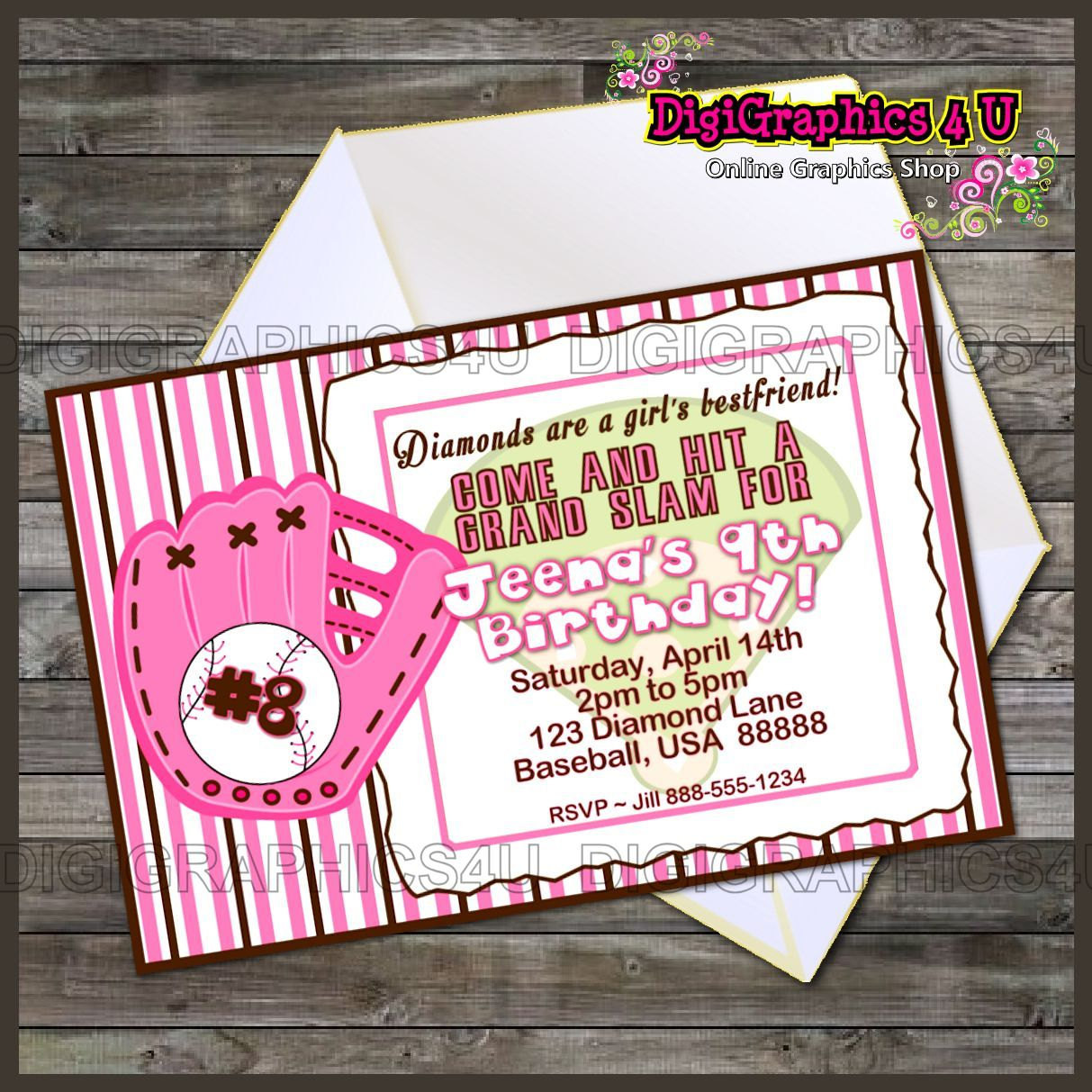 Softball Birthday Invitations
 Cute Girl’s Softball Theme Printable Birthday Invitation