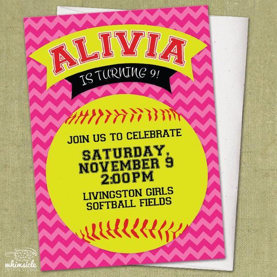 Softball Birthday Invitations
 Chevron Softball Invitation DIY Printable Birthday Party