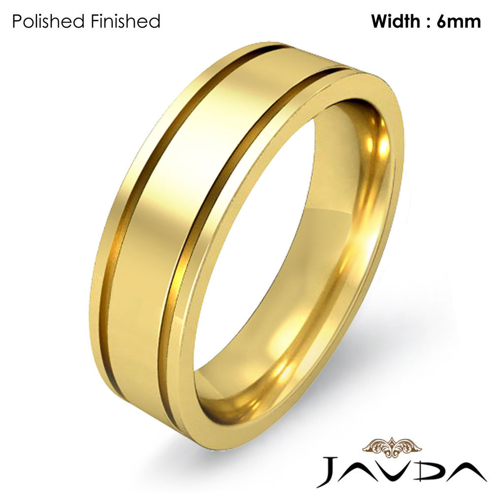 Solid Gold Wedding Bands
 Men Wedding Solid Band 14k Yellow Gold Flat Fit Plain Ring