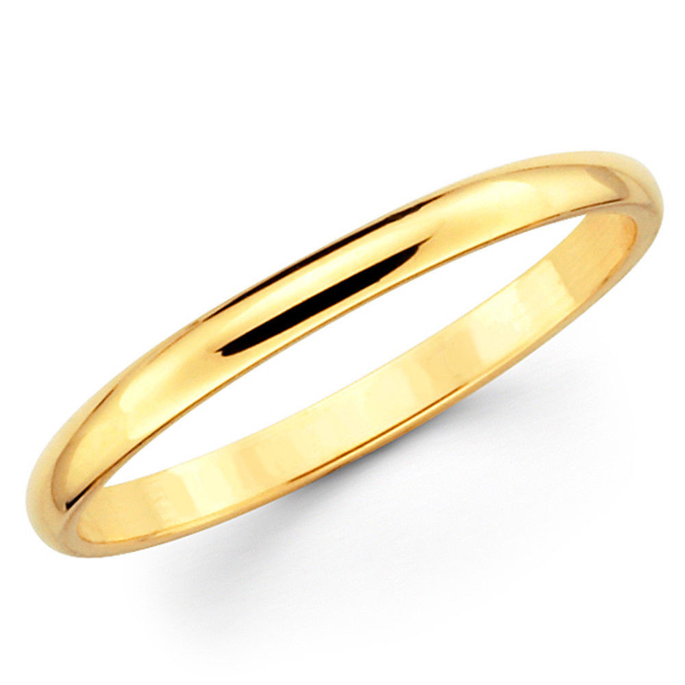 Solid Gold Wedding Bands
 14K Solid Yellow Gold 2mm fort Fit Men s and Women s
