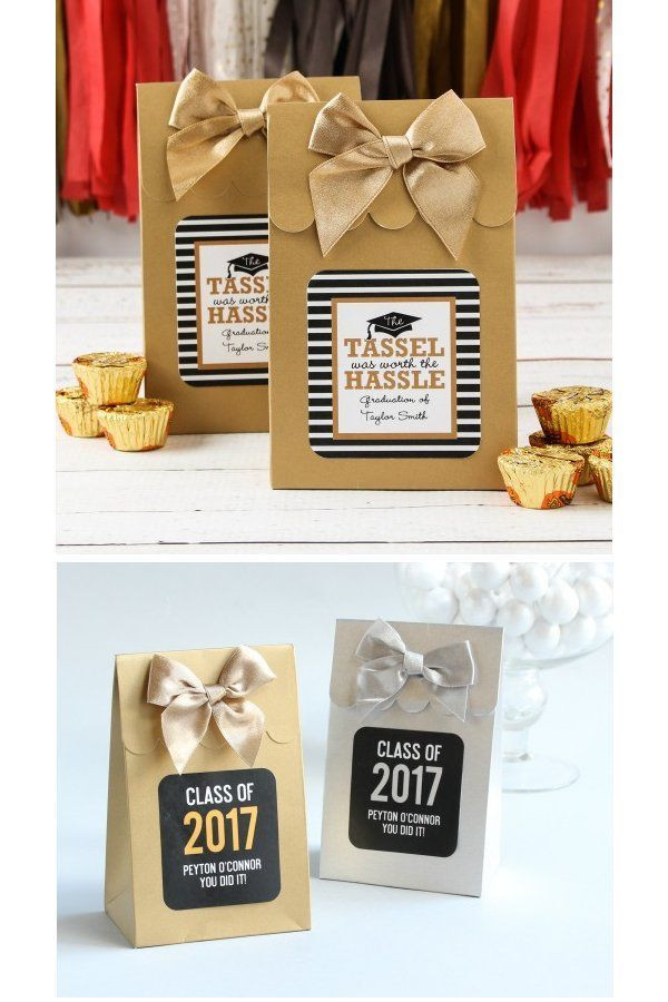 Sophisticated Graduation Party Ideas
 Sleek and sophisticated these graduation favor bags are