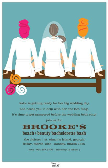 Spa Day Bachelorette Party Ideas
 Relaxing Spa Bachelorette Party Invitations