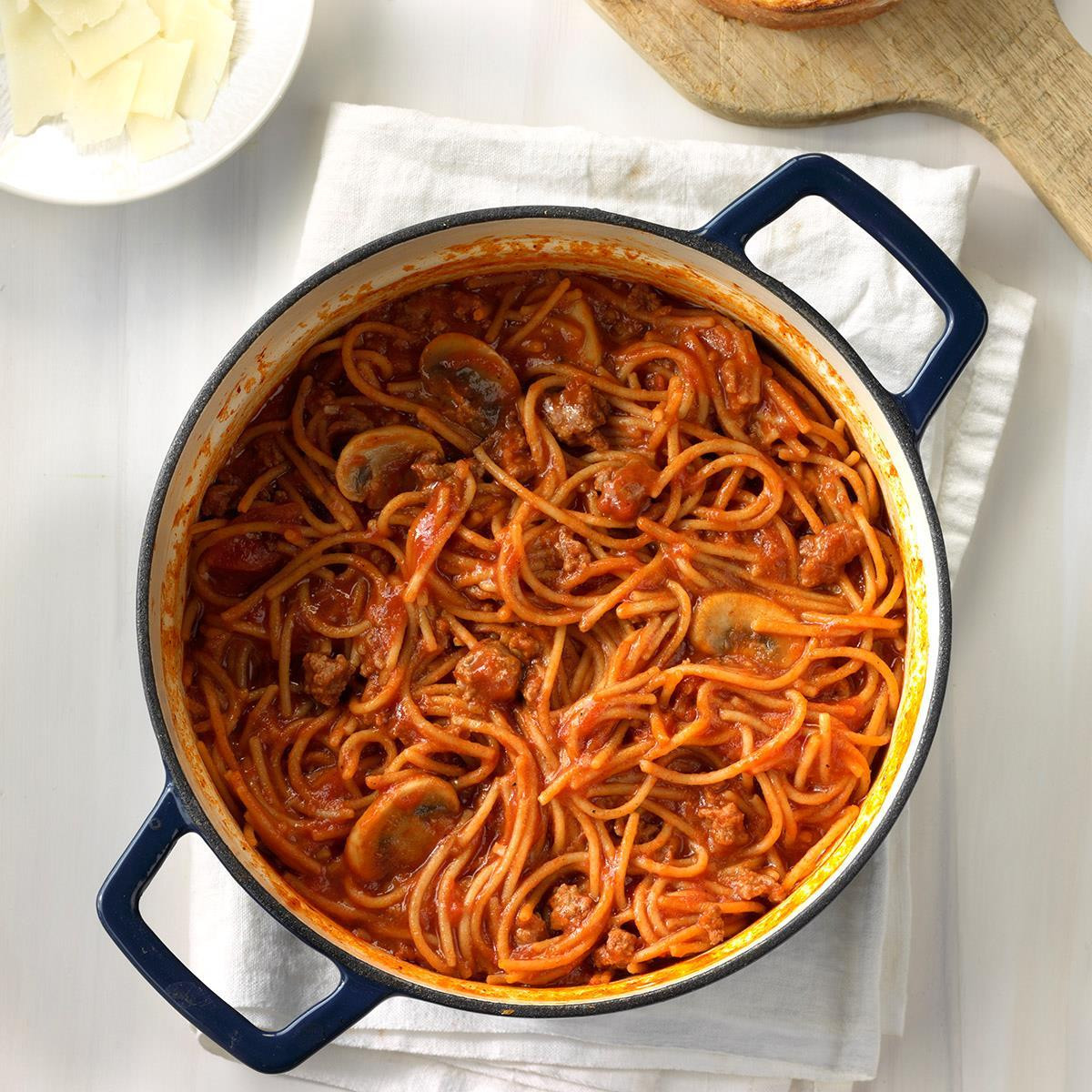 Spaghetti Dinner Ideas
 e Pot Spaghetti Dinner Recipe