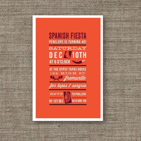 Spanish Birthday Invitations
 Items similar to Spanish Party Invites Printable PDF