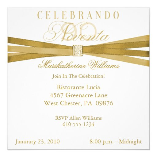 Spanish Birthday Invitations
 Spanish Elegant 90th Birthday Party Invitations 5 25