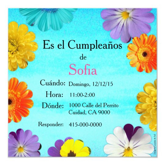 Spanish Birthday Invitations
 Spanish Invitación de cumpleaños Birthday Invitation