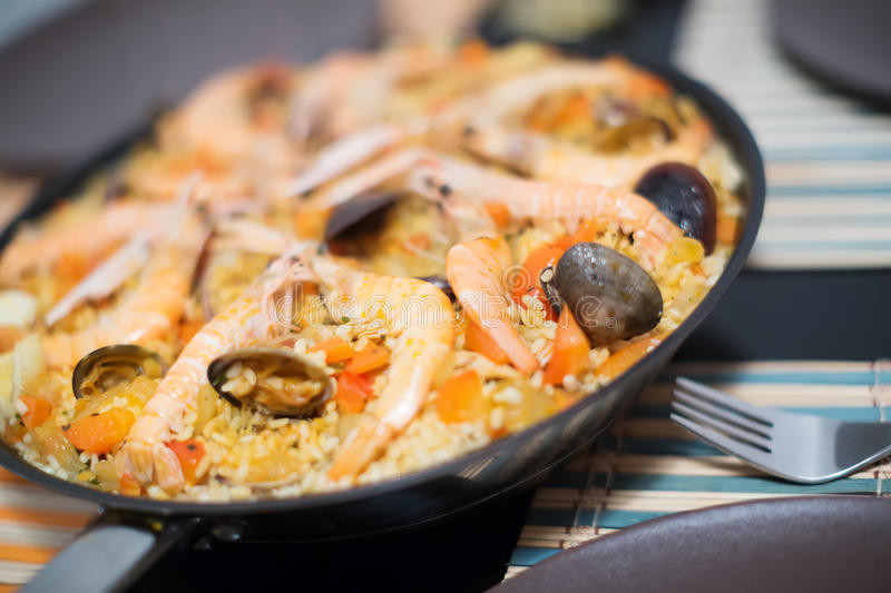 Spanish Rice Dish With Seafood
 Traditional Spanish Rice Dish With Seafood Paella Stock