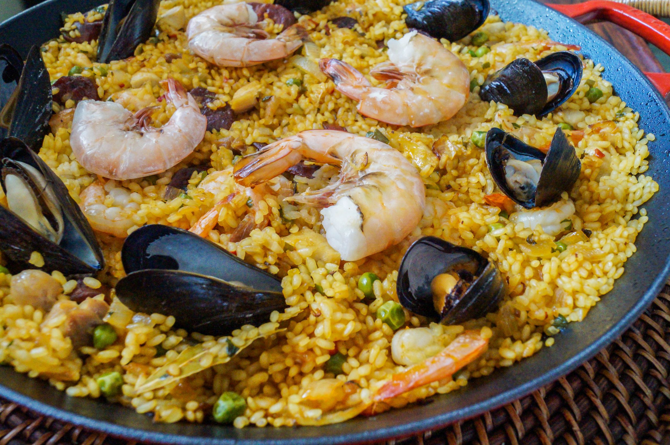 Spanish Rice Dish With Seafood
 Paella Mixta Spanish Paella with Seafood and Meat Tara