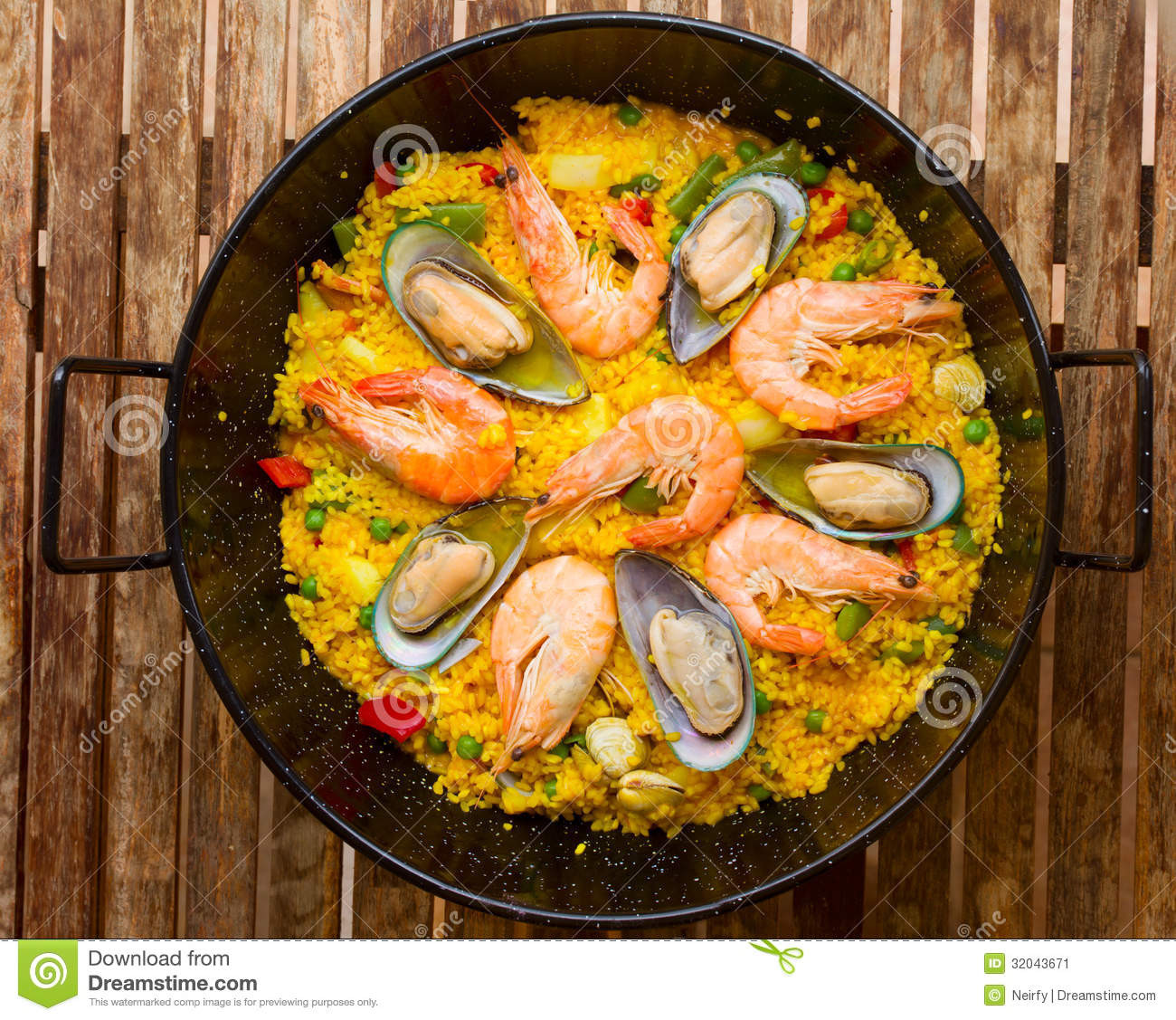 Spanish Rice Dish With Seafood
 Seafood Paella traditional Spanish Dish Stock Image
