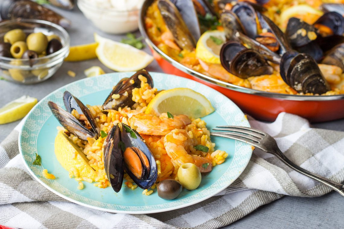 Spanish Rice Dish With Seafood
 Spanish Seafood Paella Yummy Addiction