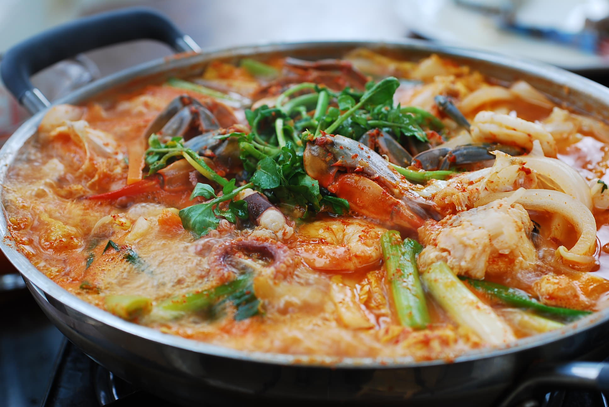 Spicy Seafood Stew
 Haemul Jeongol Spicy Seafood Hot Pot Korean Bapsang