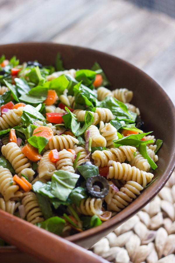 Spinach Pasta Salad
 Chopped Spinach and Pasta Salad With Balsamic Vinaigrette