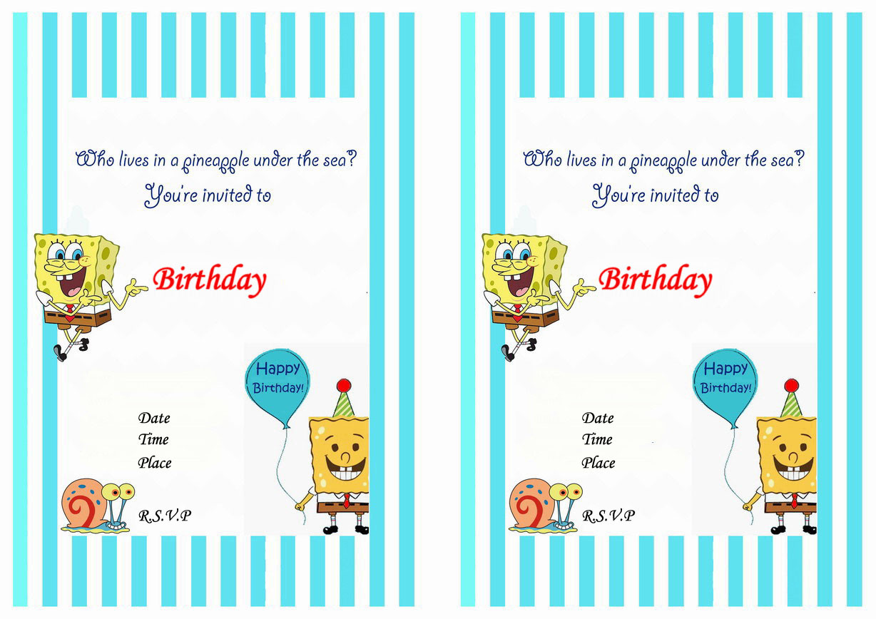 Spongebob Birthday Invitations
 Spongebob Birthday Invitations – Birthday Printable