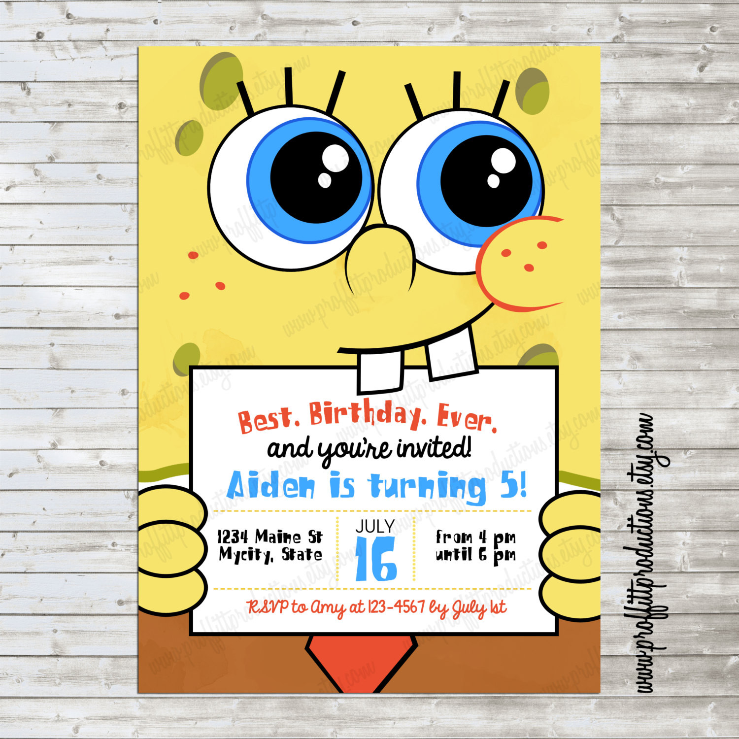 Spongebob Birthday Invitations
 Modern Spongebob Birthday Party Invitation