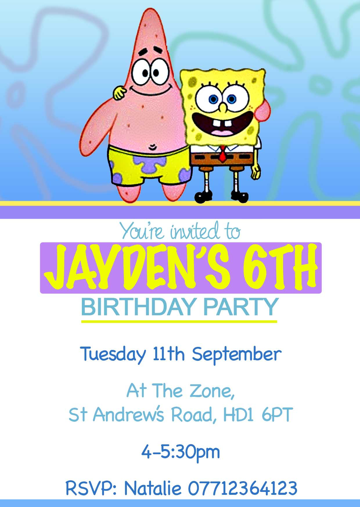 Spongebob Birthday Invitations
 HoneyApple