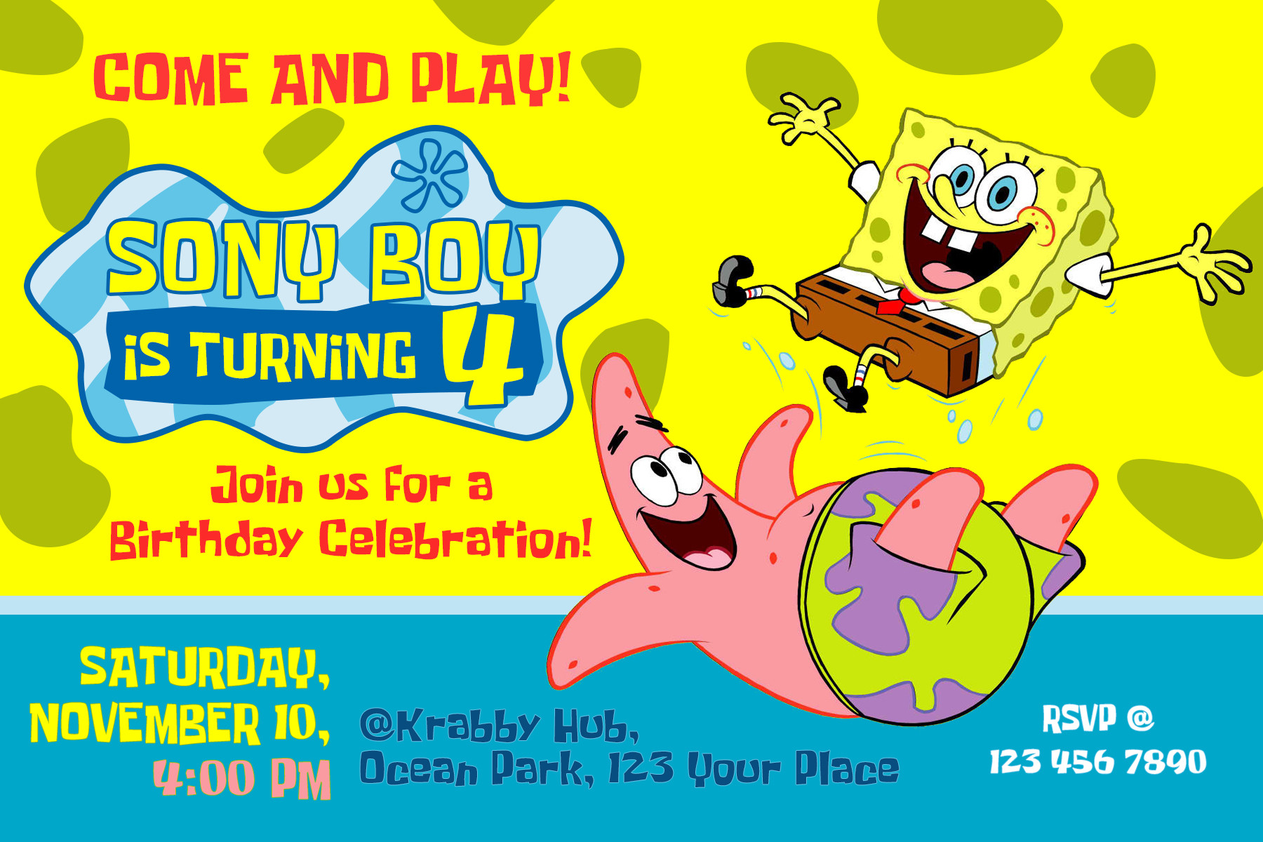 Spongebob Birthday Invitations
 SpongeBob SquarePants Birthday Invitation