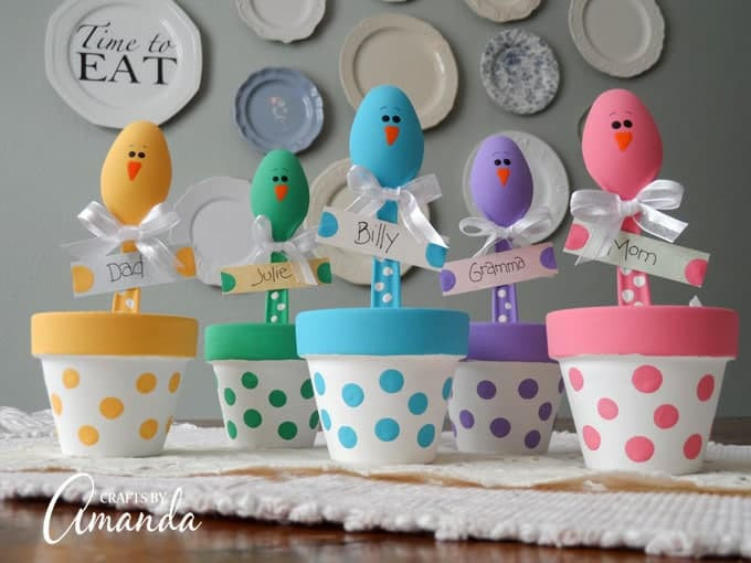 Spring Activities For Adults
 Plastic Spoon Chicks for Easter a colorful Easter