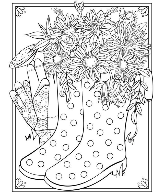 Spring Coloring Pages For Adults
 Spring Boots Coloring Page