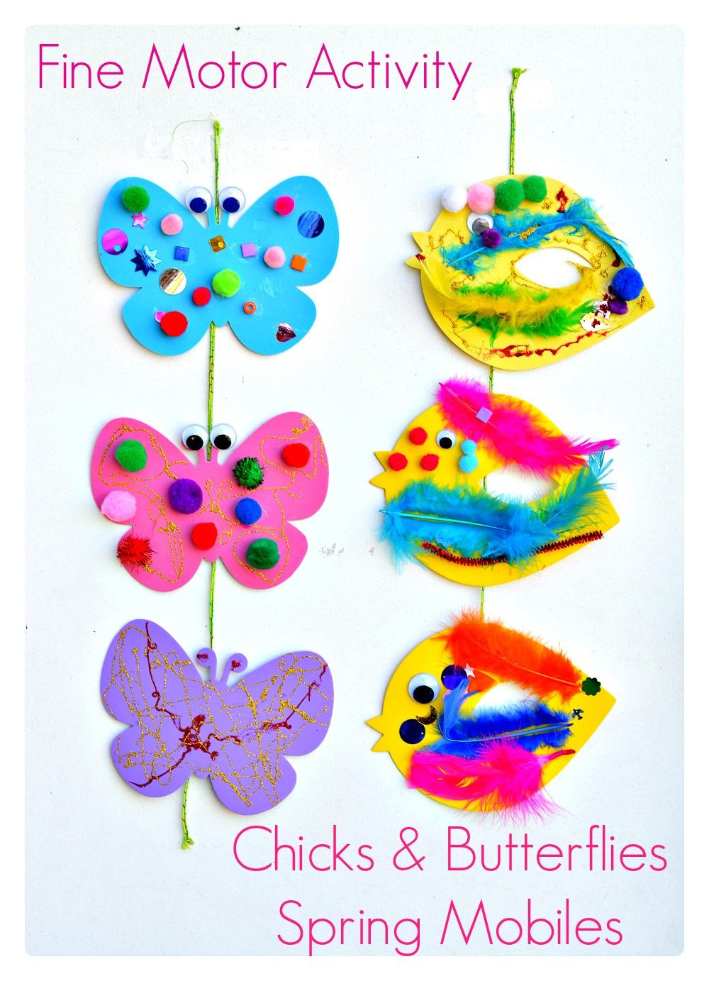 Spring Craft For Toddlers
 Spring Crafts for kids Birds and butterfly mobiles