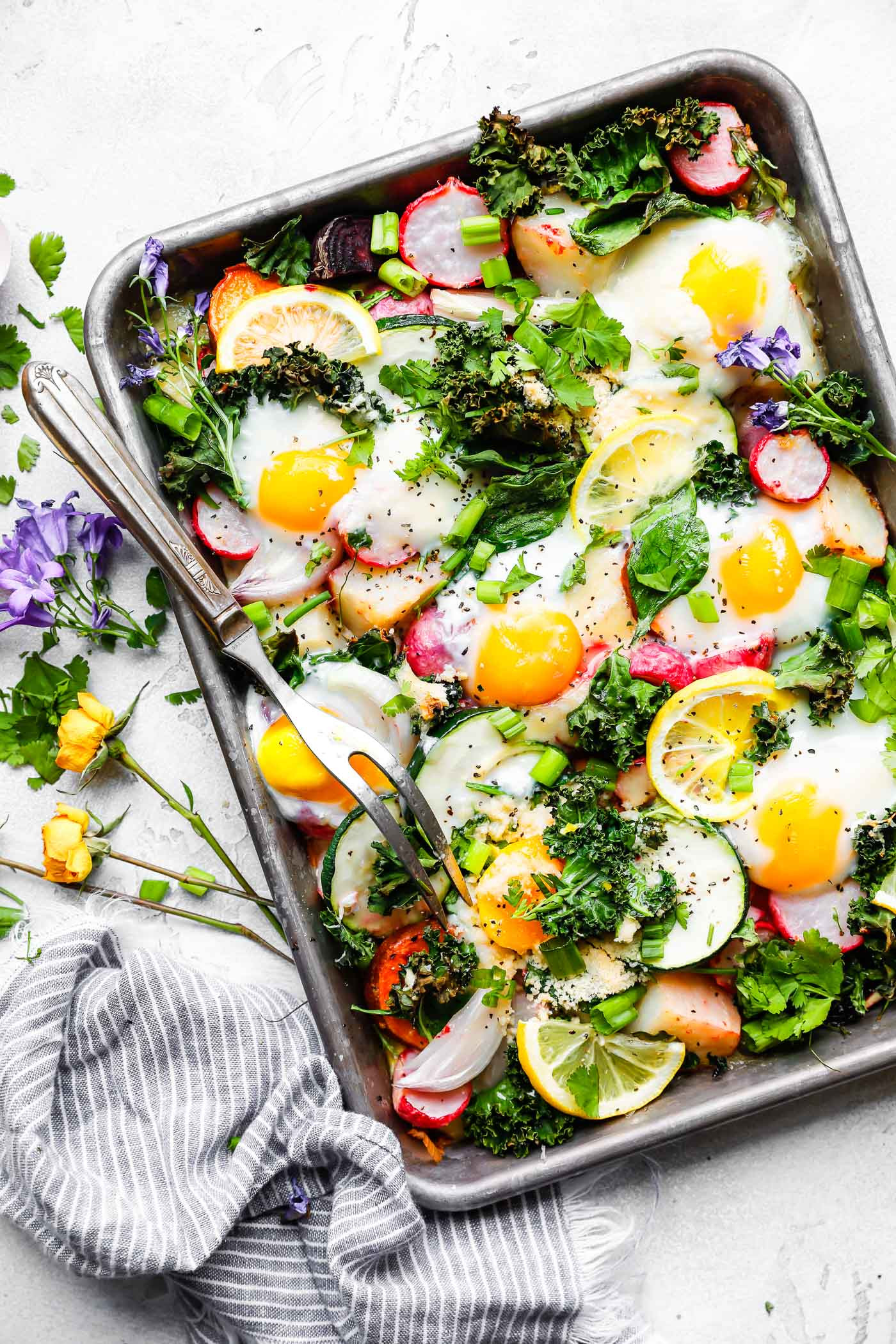 Spring Vegetarian Recipes
 Baked Eggs with Spring Ve ables Sheet Pan Meal