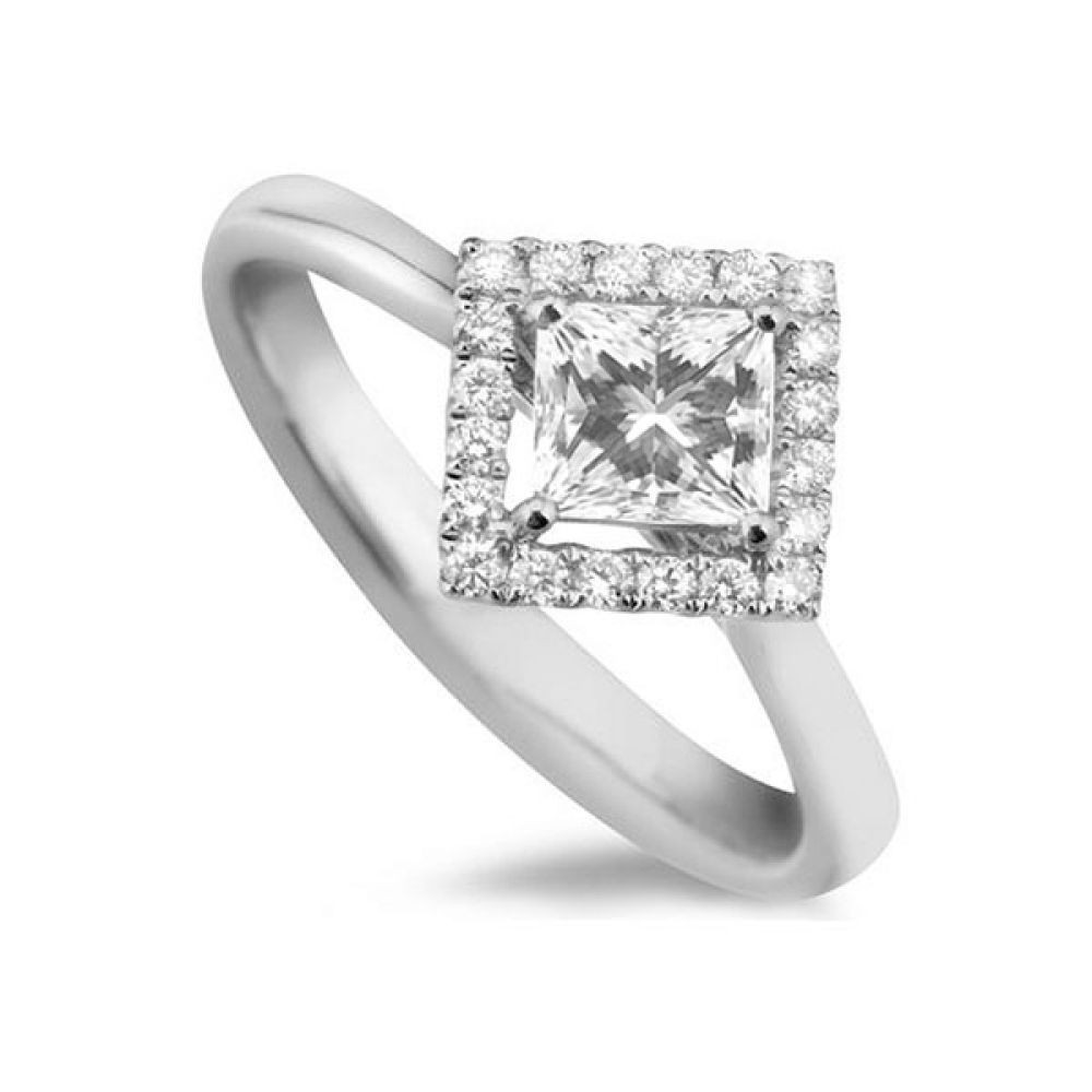 Square Princess Cut Engagement Rings
 Square Princess Cut Diamond Halo Engagement Ring