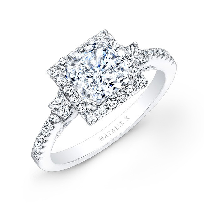 Square Princess Cut Engagement Rings
 18K WHITE GOLD SQUARE HALO PRINCESS CUT DIAMOND ENGAGEMENT