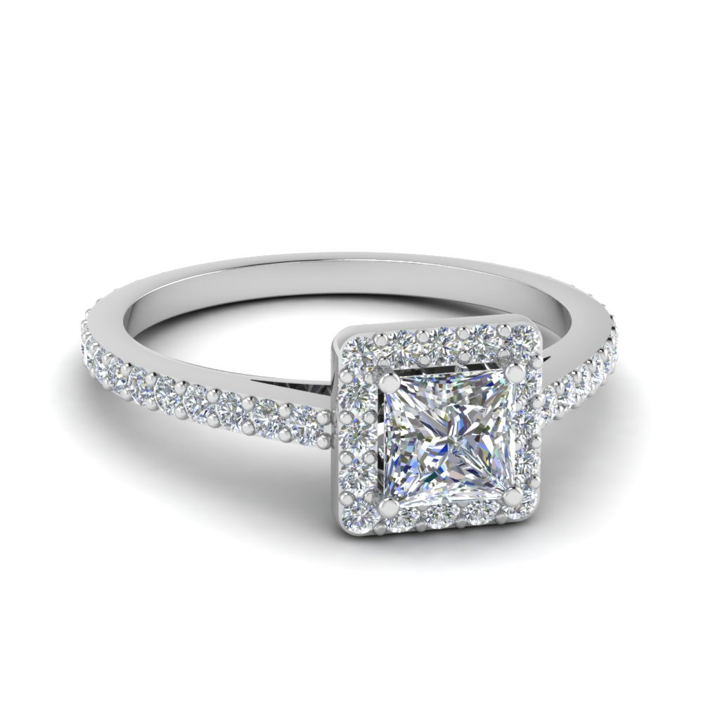 Square Princess Cut Engagement Rings
 Princess Cut Diamond Floating Square Halo Engagement Ring