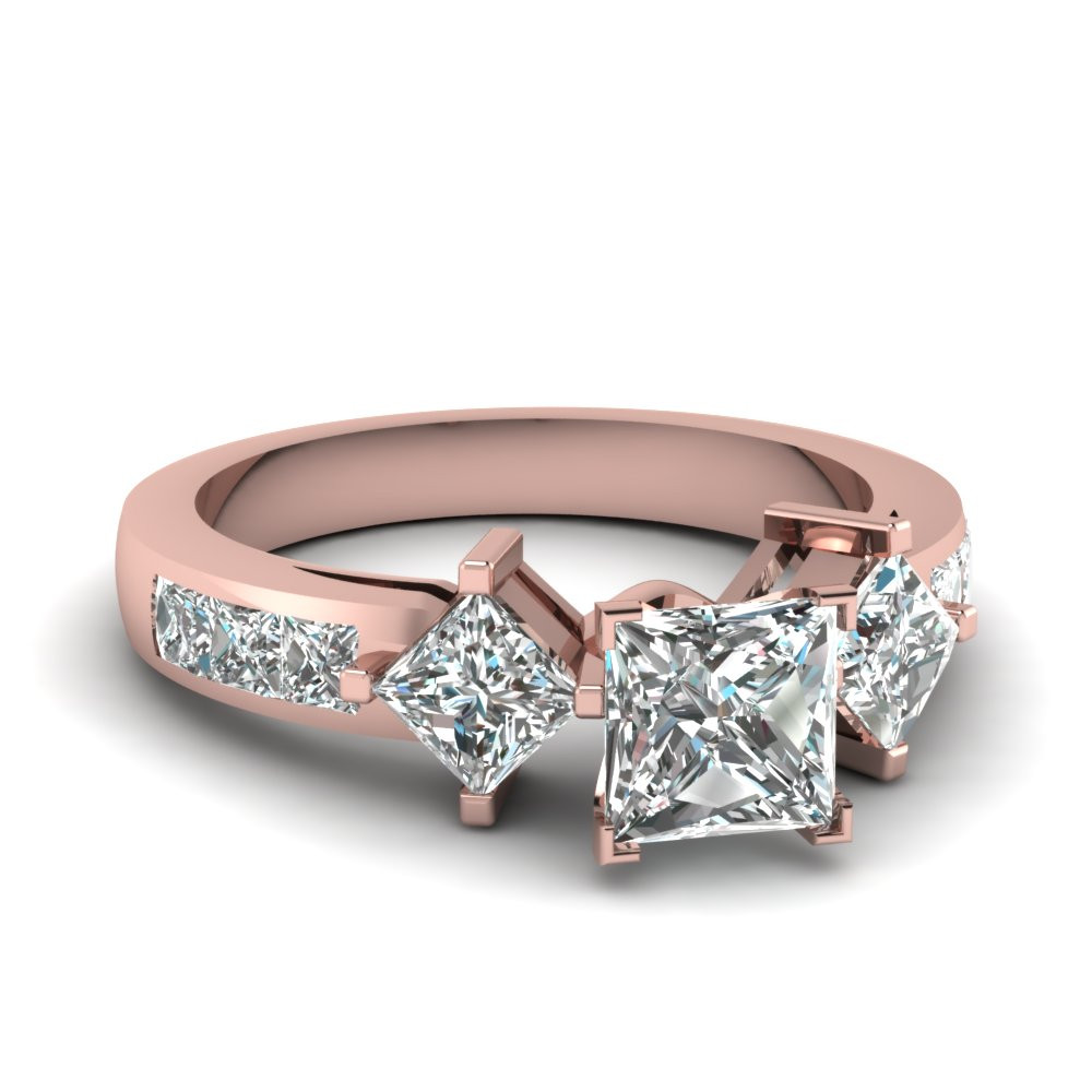 Square Princess Cut Engagement Rings
 Square Accent Princess Cut Diamond Engagement Ring In 14K
