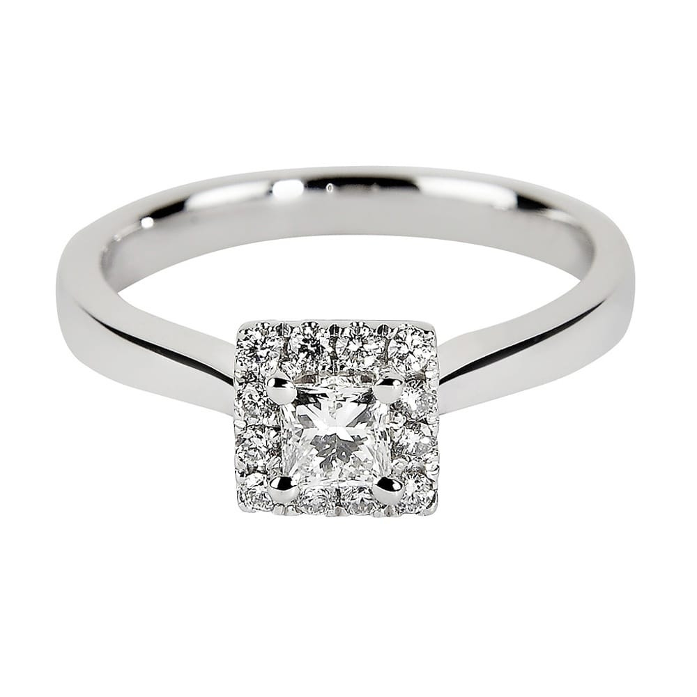 Square Princess Cut Engagement Rings
 Princess Cut GIA Certified Diamond & Diamond Surround